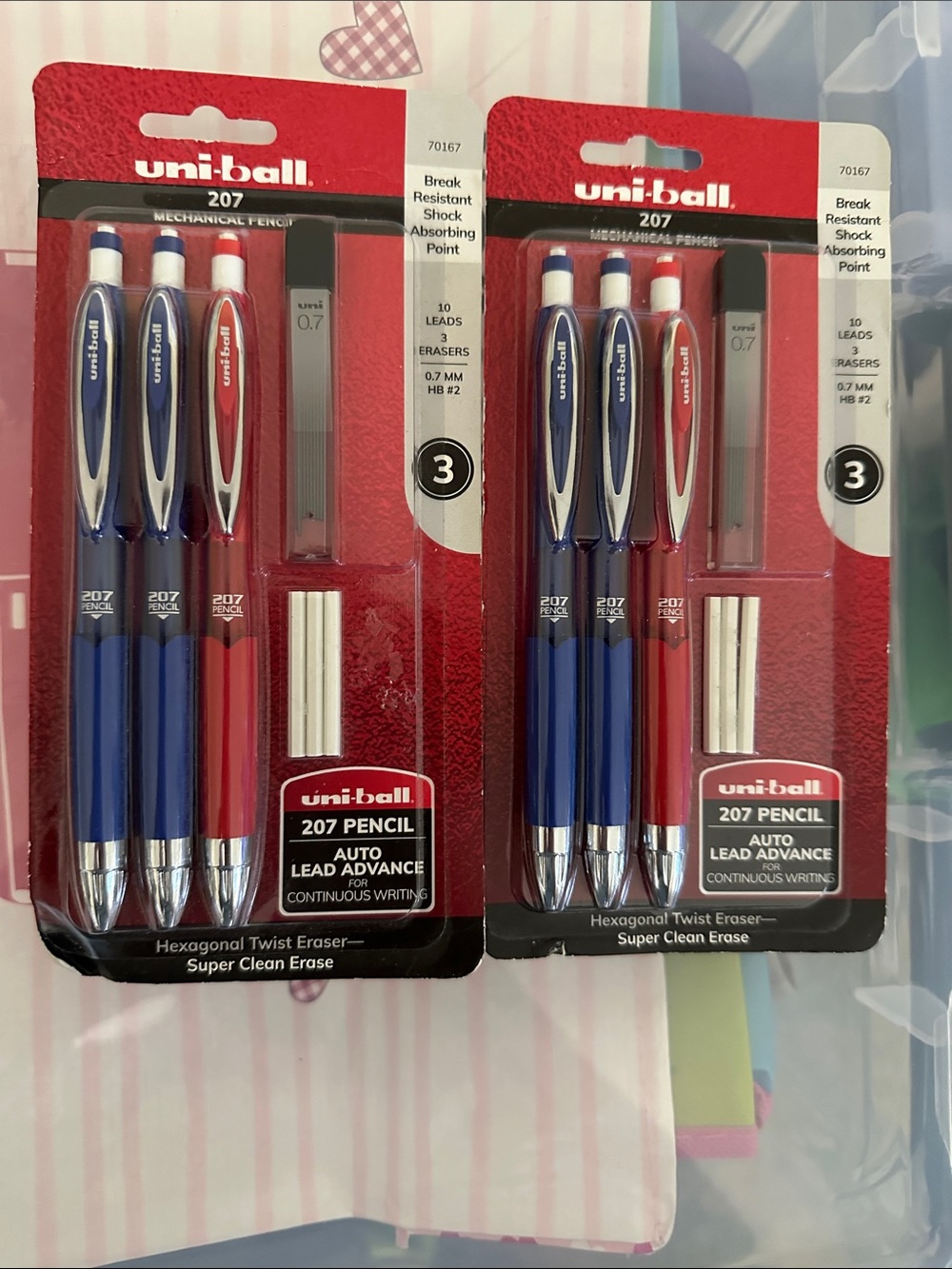 uni-ball 207 Mechanical Pencil 3-Pack - Blue & Red Accents